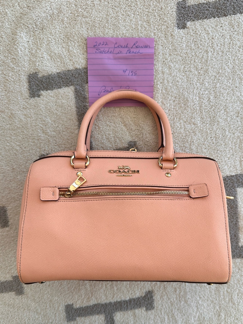 Coach Pebbled Leather Satchel in Peach Rowan 2022
